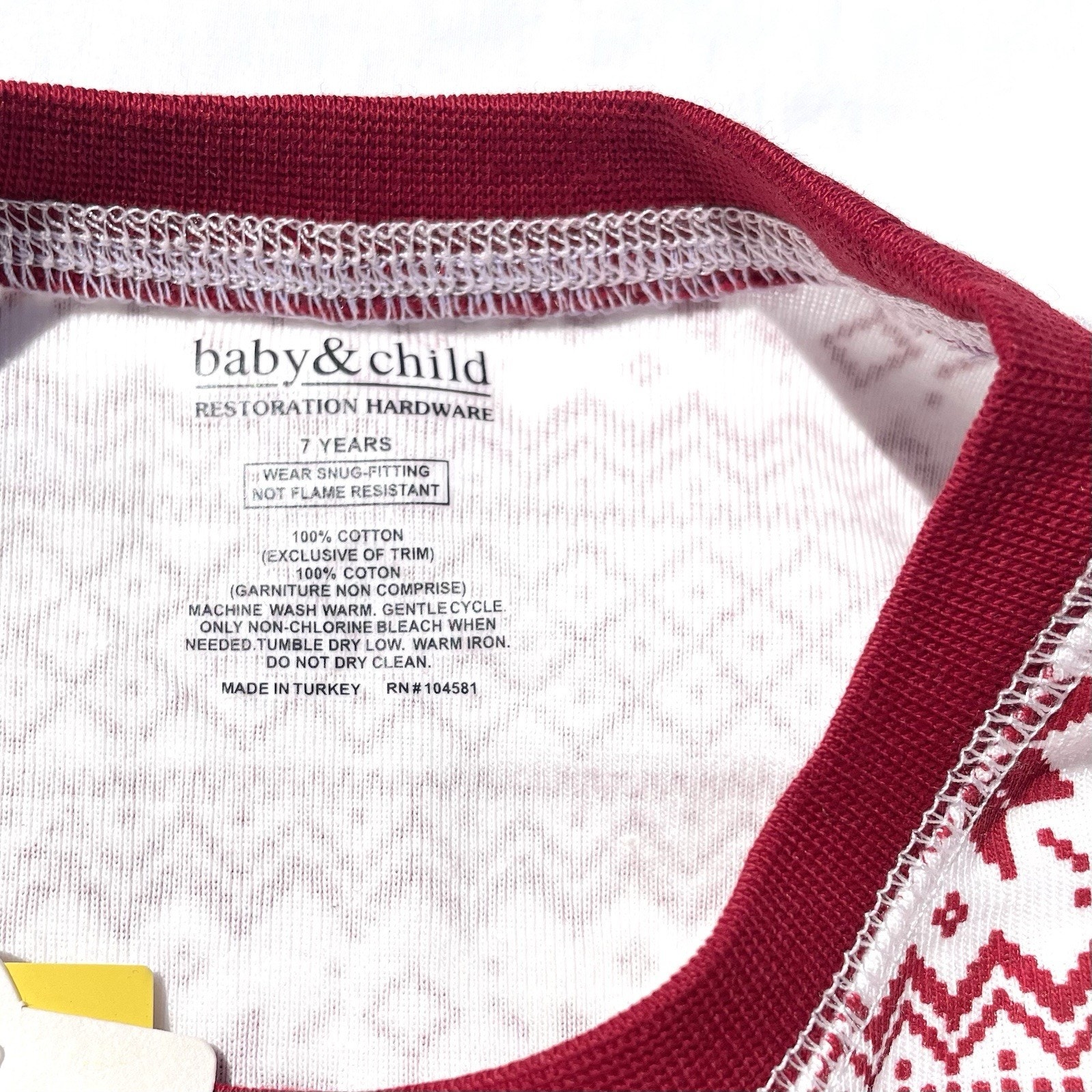 Restoration Hardware Baby & Child Fair Isle Pajama Set Unisex Kids 7 Red Cotton — image 5 of 5
